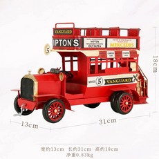 아메리칸 빈티지 버스 트램 레트로 모형 장식 거실 탁자 침실 장식 선물, 런던 2단 클래식카, 1개