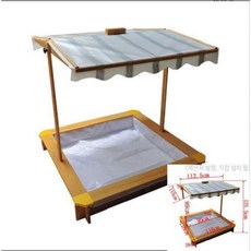 어린이 모래놀이 벙커하우스 야외 간이 교구 놀이터 우드 키즈, 나무 모래놀이풀+캐노피