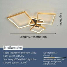 스마트 홈 알렉사 천장 거실 침실 연구실 블랙골드 밍이, B. Dimmable With Alexa, 4. Gold 3 Arm L69xW61cm
