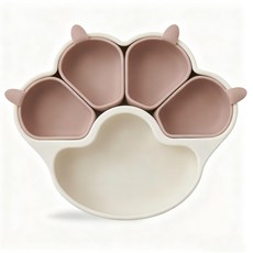 BTtime 5 아기 식기 세트 그리드 뒤집지 않는 빨판 플레이트 아기용 가분리