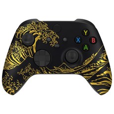 Xbox Series X S 컨트롤러용 익스트림레이트 커스텀 쉘 가나가와 앞바다의 그레이트 골든 웨이브 - Xbox 코어 컨트롤러용 블랙 프론트 하우징 커버, The Great Wave Off Kanagawa -