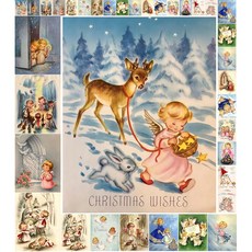 디커플리지 페이퍼 팩(10매 A4 / 8 x12 ) 크리스마스 겨울 풍경 FLONZ 빈티지 에페메라