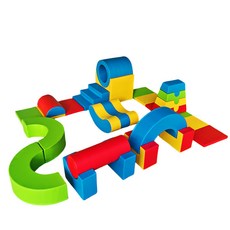 감각통합 실내놀이 장난감 오르기 미끄럼틀 세트 부드러운소재 놀이교구 블록쌓기 훈련 활동 교육용, 1개, 감각 통합 14피스 일반 가죽