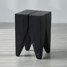 탄화 블랙 원목 우드 스툴 협탁 사각 원형 통나무 화장대 카페 매장 스툴체어 의자, G 30x30x45