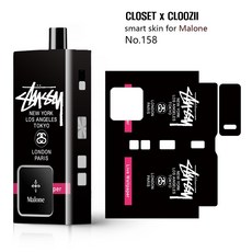 말론 MALONE 전자담배 전용 스킨 스티커 케이스 (타기종 호환x), 1개, 투시블랙(158)