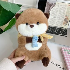 걸스코코 모찌해달인형 수달 귀여운 대형인형 애착인형 친구 선물, 1개, 브라운, 30cm 1개, 브라운, 30cm