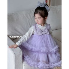 童趣小姐女童紫色紗紗裙套裝 兒童派對洋裝