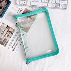 A5 6공 바인더 커버 글리터 지퍼형 포카바인더, 1개, 민트