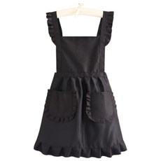 헬로젬 프릴 리본 앞치마, B타입블랙, 1개