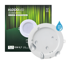히포LED 방습형 매입등 다운라이트 6 7인치 겸용 15W 욕실 화장실 매립등 KC인증, 1개, 주백색(아이보리빛)