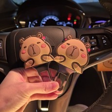 감성 카피바라 자동차 안전벨트 연장클립 세트 차량실내용품, 1개, 미디바라A세트