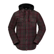 Volcom 남성용 필드 단열 플란넬 후드 스노우보드 셔츠 재킷 스톤 S5 스몰, X-Small, Black Plaid S3