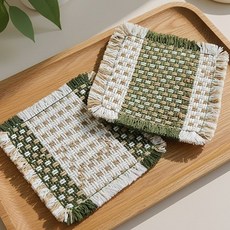 화분 컵 받침 인테리어 집들이 소품 선물 뜨개 티코스터 2종 세트 E668, 단일컬러