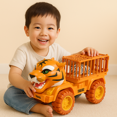 KC인증 크레인 운송차 호랑이 중장비 장난감, 1개