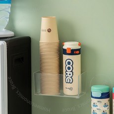一次性紙盃架 桌面置物架 飲水機 咖啡杯糖包收納盒, 1個, 壁掛水盃架【小號透明】,1個