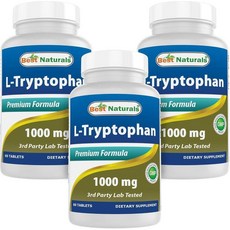 Best Naturals L-트립토판 1000mg 60정 (3개팩)), 120 카운트 (2개짜리 팩)