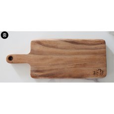 롱라운드 우드 핸들 도마 2사이즈 원목 카페용 빵도마 플래이팅 쟁반 고기, 중(38cm)