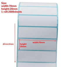 방수 20-30-40-50-60-70MM 와이드 빈 직접 인쇄 감열지 라벨 바코드 가격 태그 롤 오일 증거, 16 70x20mm 2000PCS