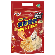 KAKA 海鮮雙拼 60g 蒜爆胡椒口味 海鮮餅 酥脆零食 台灣製造, 本包裝含3份