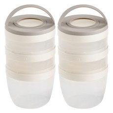 EZ&amp;Free Mood-On 多便攜式細分容器套裝 白色, 保鮮盒 115ml 2入+250ml+可拆卸手把, 2組