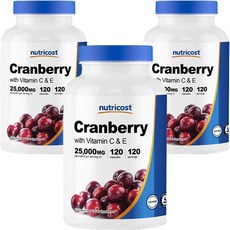 nutricost 蔓越莓&維他命CE膠囊 25000mg, 120顆, 3罐