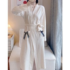 睡袍 女春秋純棉薄款長袖和服浴衣晨袍寬鬆過膝長款