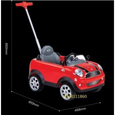 Mini Cooper 握把式四輪助步車，紅色，附後控手推桿, 1個