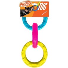 너프 도그 10.5인치 TPR 3링 터그 장난감 - 파란색 분홍색 노란색