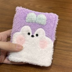 毛絨小熊狗狗一宮格卡冊 3寸拍立得相冊 愛豆韓系小卡收納冊, 紫色毛絨卡冊