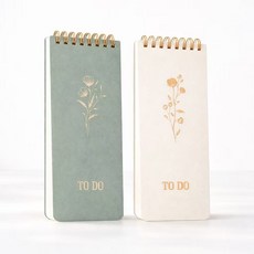 투두리스트 메모패드 슬림 데일리 플래너 체크리스트 노트 휴대용 TO DO 노트 업무 공부 기록 메모장 2권 세트, 2개, 그린, 화이트