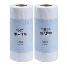 特價 廚房加大懶人抹佈洗碗佈幹濕兩用吸水吸紙厚款水洗加粗一次性抹佈, 1個, 2捲共100片（經濟套裝）