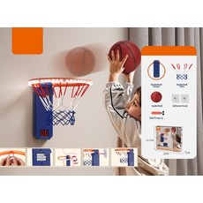 兒童籃球室內投籃框玩具男孩掛式可疊寶寶籃球框靜音皮球禮物, 1個, 【自動計分】感應籃球架【送籃球+打氣筒+吸盤+掛鉤】:1個