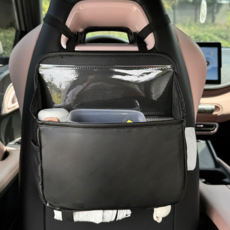 汽車座椅後背置物收納掛袋 可愛花朵造型 網兜設計 黑色 陞級椅背收納袋（送防水內筒+垃圾袋）, 黑色-陞級椅背收納袋（送防水內筒+垃圾袋）