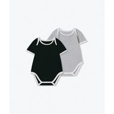 MUSINSA STANDARD KIDS 베이비 링거 반소매 바디수트 2팩 [블랙/멜란지 그레이] 417096