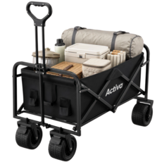 Activa 특대형 캠핑웨건 높이조절 핸들+전용가방 세트 87 x 48 x 73cm, 블랙, 1개