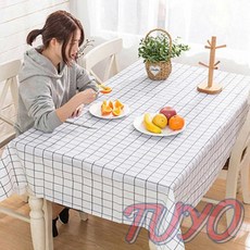 파스텔 체크식탁보 방수식탁보 테이블보 식탁매트 캠, 방수체크식탁보 화이트137X90