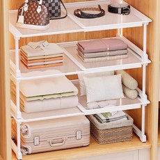 Alemon 길이조절 옷장 철제 적층형 칸막이 확장형 수납정리대, 52-86mm