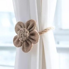 꽃모양 커튼 타이백 커텐끈 자석 고정 집게 홀더, 브라운, 1개