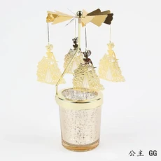 금속 촛대 캔들 홀더 인테리어 엔틱 초받침 로맨틱 발렌타인 데이 선물 회전 천사로즈크리스마스 눈송이 촛불 차 램프 홈 파티 장식, 14 GG, 1개