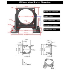 스텝 모터 브래킷 서보 NEMA17 23 24 34 42 52 수평 장착, Servo NEMA52 Bracket, 1개