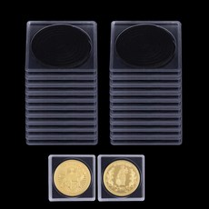 스펀지가 있는 WINDAWNKE 20PCS 아크릴 동전 수집 케이스 5가지 크기2025303540mm 실버 달러 수집용 검은색 플라스틱 캡슐 홀더, White