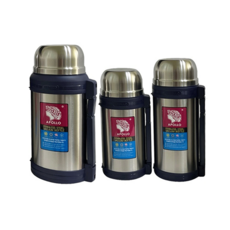 [제이제이원] 국내산 아폴로 대용량 보온병 보냉병 스텐보온병 얼음통 등산 이유식 캠핑 손잡이, 1개, 스텐 1.2L