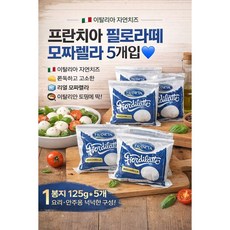 프란치아 피오르디라떼 모짜렐라치즈 125g 5개 10개/ 이탈리아 직수입 대용량 피자 파스타 리자냐 요리용