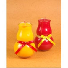 2號八國祈福招財葫蘆燈 - 葫蘆酥油蠟燭/八國酥油燈/葫蘆蠟燭 - 1箱6對裝, 1個, D203-黃色八國2號葫蘆1箱