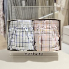 [AK플라자] [바바라] 남성 면 체크 소변구 2매입 트렁크 팬티 AMT4402T-IV-PK