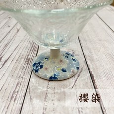 玄衣美舖 日本製 美濃燒 甜點玻璃高腳杯 甜點碗 冰淇淋杯 高腳甜點杯, 1個, 櫻染, 櫻染