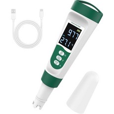 음성 기능이 있는 5-in-1 디지털 PH 미터 PHTDSEC템프소금 풀 소금 검사기 수영장 어항 수족관 및 수경 재배용 방수 및 충전식 펜 미터, 음성 기능이 있는 5-in-1 디지털 PH 미터 PHT