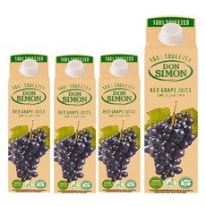 돈시몬 생과일 착즙 적포도주스, 1L, 4개