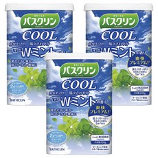 바스크린 입욕제 쿨 맑고 상쾌한 더블 민트 향, 일본직배송 입욕제 바스클린쿨 맑고 상쾌한 W 민트 향기, 600g, 3개