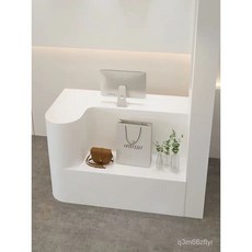 收銀臺櫃臺小型簡約現代服裝店美容院女裝吧臺烤漆前臺接待臺, 純白180x60x100cm, 1個